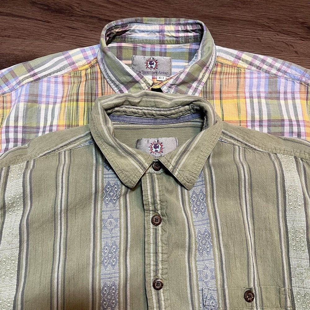 The Territory Ahead Men’s Button-Down Shirts - Olive Green & Multi-Color Plaid